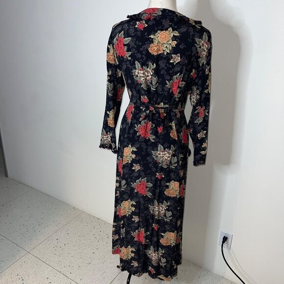 Kamellia By Desire Womens Dress Black Size Small Vintage Floral Tie Back Maxi - Picture 16 of 16